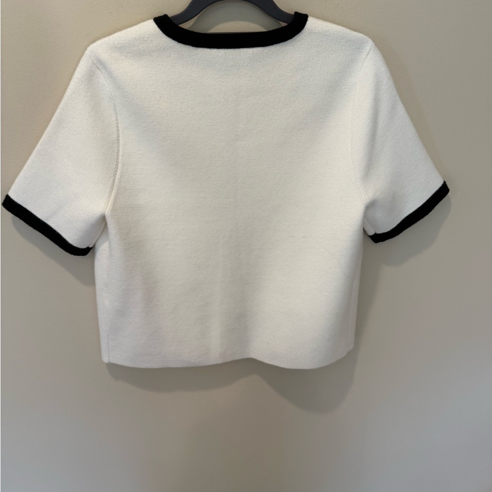 ABERCROMBIE & FITCH CREAM OFF WHITE BLACK  TOP/SWEATER MINIMALIST SMALL - Picture 3 of 8
